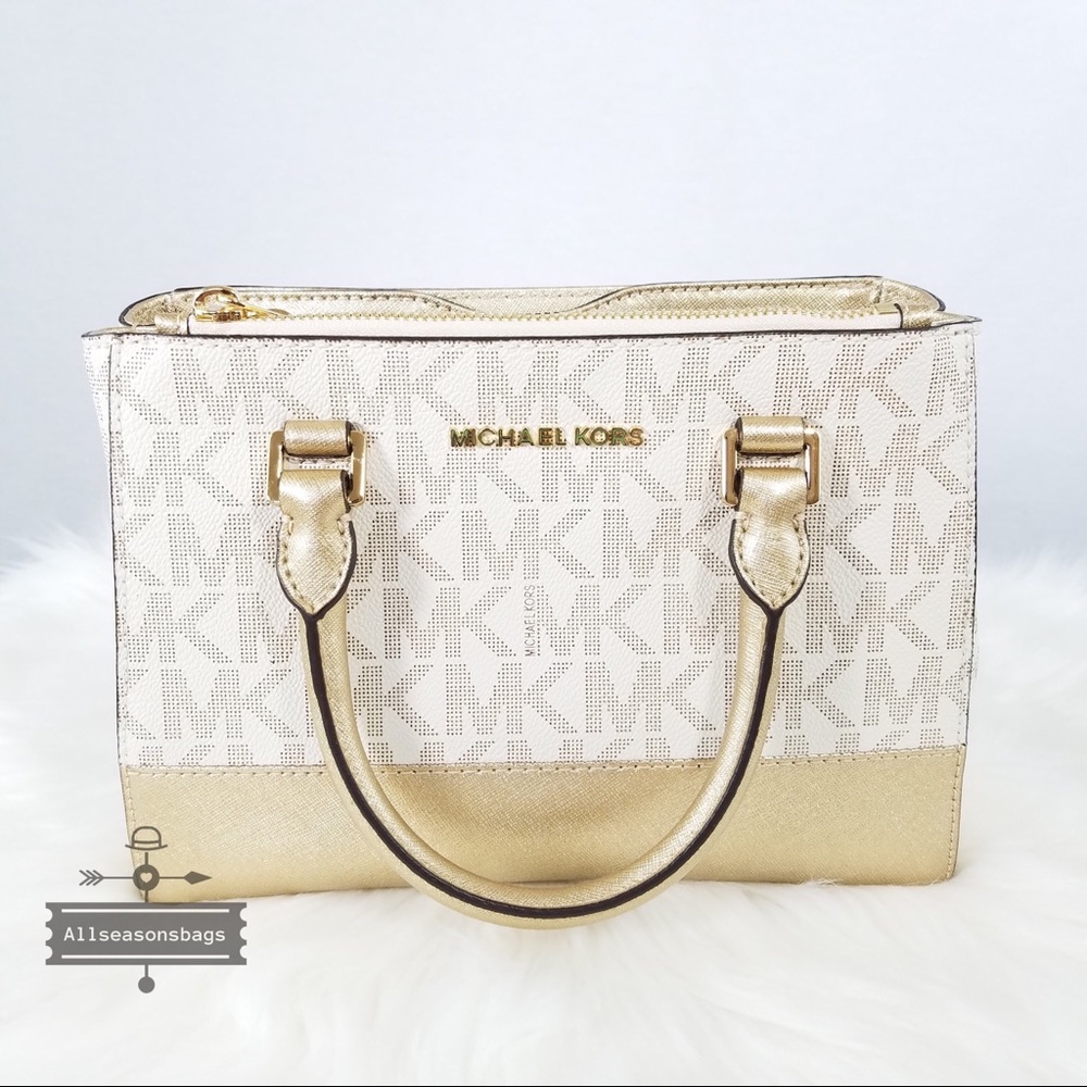 NWT Michael Kors Vanilla Gold Kellen Xs Satchel - Picture 2 of 8